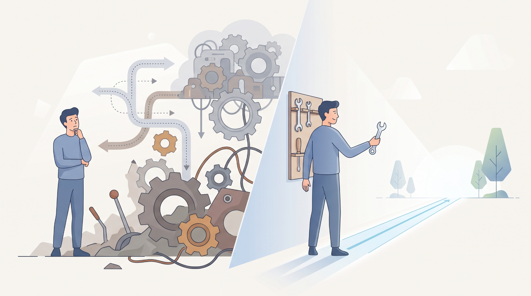 Abstract technical illustration representing three communication models for backend services